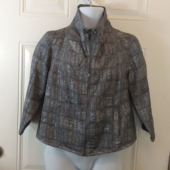 Ruby Rd. Gray 3/4 sleeve zip front jacket - Picture 1 of 12